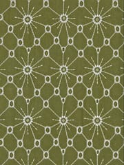 Olive green Daisy Web Pattern Schiffli Embroidered Fabric