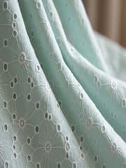 Light Blue Daisy Web Pattern Schiffli Embroidered Fabric