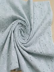 Light Blue Daisy Web Pattern Schiffli Embroidered Fabric