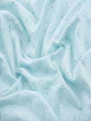 Light Blue Wardrobe Pattern Schiffli Embroidered Fabric