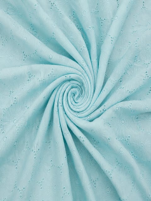 Light Blue Wardrobe Pattern Schiffli Embroidered Fabric