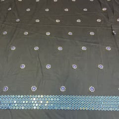 Navy Blue Colour Net Embroidered Fabric