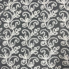 White Colour Net Embroidered Fabric