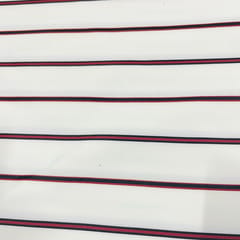 White Colour Metallic Stripe Fabric