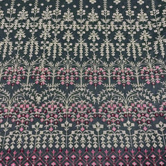 Light Gold Colour Net Embroidered Fabric