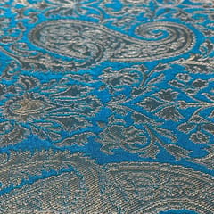 Blue Colour Pure Brocade Fabric