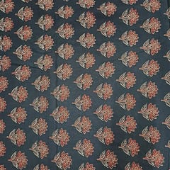 Dark Bottle Green Colour Cotton Cambric Printed Fabric