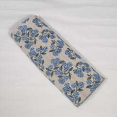 White and Blue Floral Design Cotton Blend Jacquard Fabric