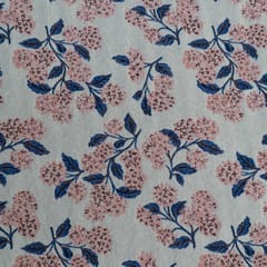 White and Peach Floral Design Cotton Blend Jacquard Fabric