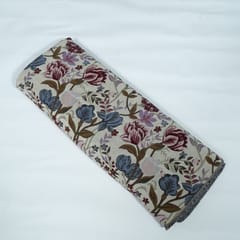 Beige and MultiColor Floral Cotton Blend Jacquard Fabric