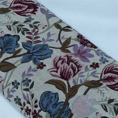 Beige and MultiColor Floral Cotton Blend Jacquard Fabric