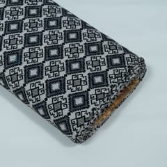 Black White Geometrical Design Cotton Blend Lurex Jacquard Fabric