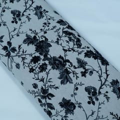 Black and White Floral Design Cotton Blend Jacquard Fabric