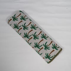 White and Green Tree Design Cotton Blend Jacquard Fabric