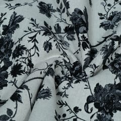 Black and White Floral Design Cotton Blend Jacquard Fabric