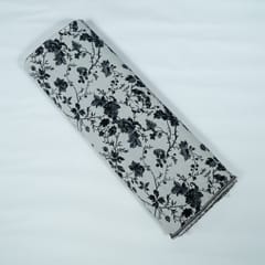 Black and White Floral Design Cotton Blend Jacquard Fabric
