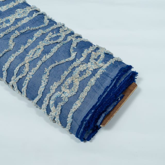 Blue Base Cotton Tuftting Fabric