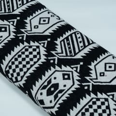 Black and White Abstract Design Cotton Blend Jacqaurd Fabric