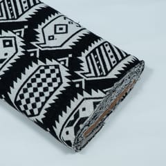 Black and White Abstract Design Cotton Blend Jacqaurd Fabric