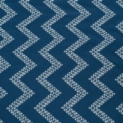 Blue and White Chevron Design Cotton Blend Jacquard Fabric