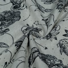 Black and White Figure Design Cotton Blend Jacquard Fabric