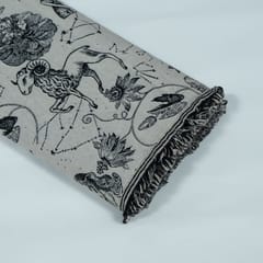Black and White Figure Design Cotton Blend Jacquard Fabric