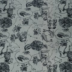 Black and White Figure Design Cotton Blend Jacquard Fabric