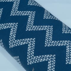 Blue and White Chevron Design Cotton Blend Jacquard Fabric