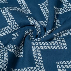 Blue and White Chevron Design Cotton Blend Jacquard Fabric