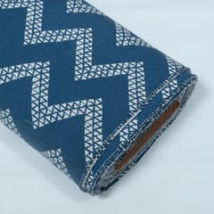 Blue and White Chevron Design Cotton Blend Jacquard Fabric