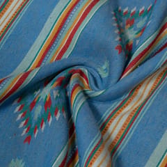 Blue and MultiColor Geometrical Cotton Blend Jacquard Fabric