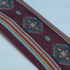 Brown and MultiColor Geometrical Cotton Blend Jacquard Fabric