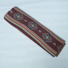 Brown and MultiColor Geometrical Cotton Blend Jacquard Fabric