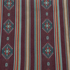 Brown and MultiColor Geometrical Cotton Blend Jacquard Fabric