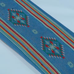 Blue and MultiColor Geometrical Cotton Blend Jacquard Fabric
