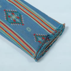 Blue and MultiColor Geometrical Cotton Blend Jacquard Fabric