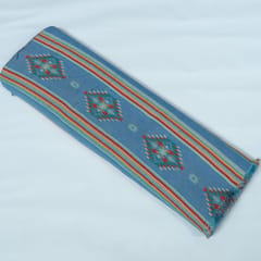 Blue and MultiColor Geometrical Cotton Blend Jacquard Fabric