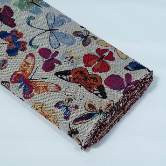 MultiColor Butterfly Design Cotton Blend Jacquard Fabric