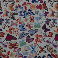 MultiColor Butterfly Design Cotton Blend Jacquard Fabric