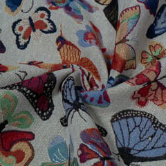 MultiColor Butterfly Design Cotton Blend Jacquard Fabric