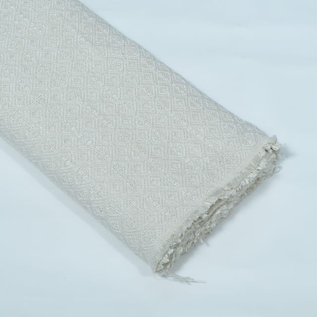 White Natural Cotton Dyeable Jacquard Fabric