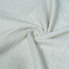 White Natural Cotton Dyeable Jacquard Fabric
