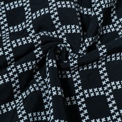 Black and White Abstract Design Cotton Blend Jacqaurd Fabric