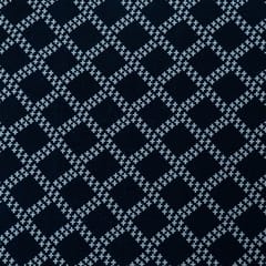 Blue and White Abstract Design Cotton Blend Jacquard Fabric