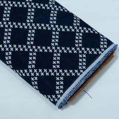 Blue and White Abstract Design Cotton Blend Jacquard Fabric