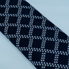 Blue and White Abstract Design Cotton Blend Jacquard Fabric