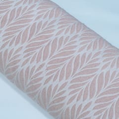 Off White and Peach Color Natural Cotton Dyeable Jacquard Fabric
