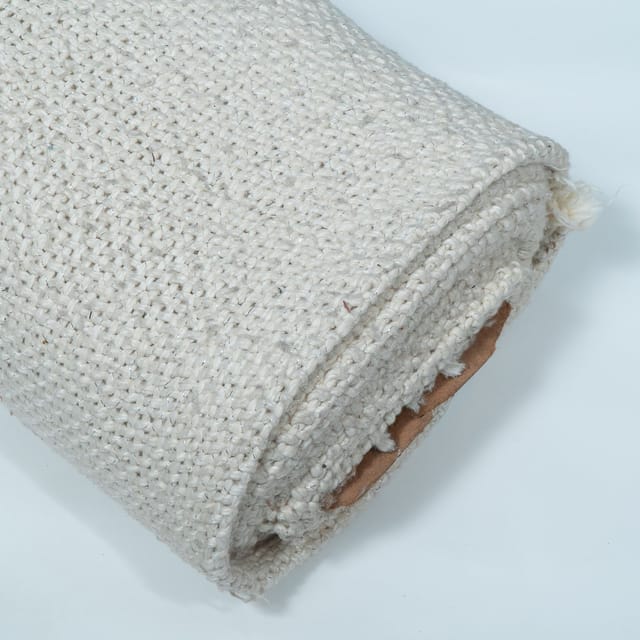 White Natural Dyeable Cotton Blend Lurex Fabric