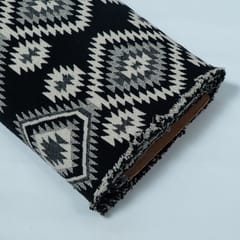 Black and Beige Geometrical Design Cotton Blend Jacquard Fabric