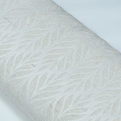 White Floral Design Natural Cotton Dyeable Jacquard Fabric